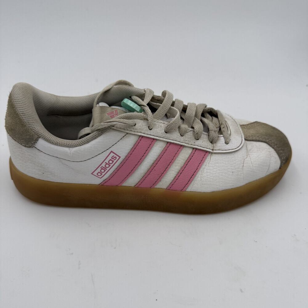 Adidas Sambae Women's Size 6 Pink And White Gum Leather Stripped Sneakers